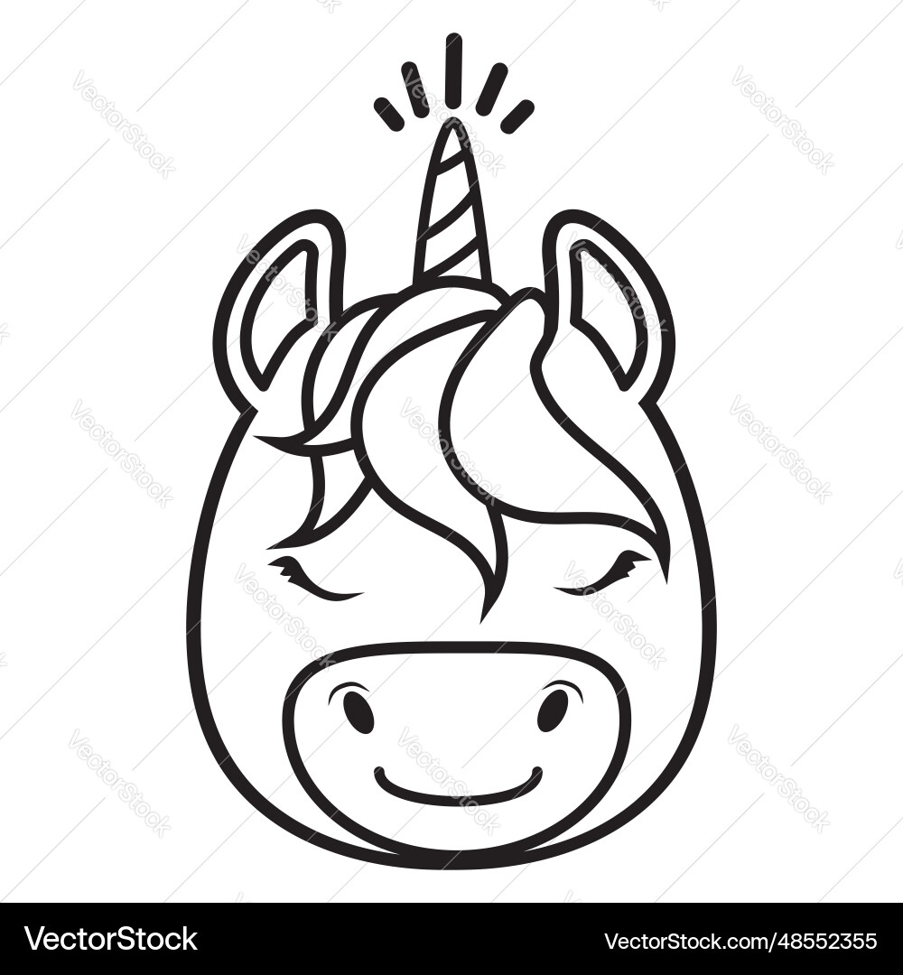 Cute unicorn head coloring pages Cute unicorn head coloring pages vector image