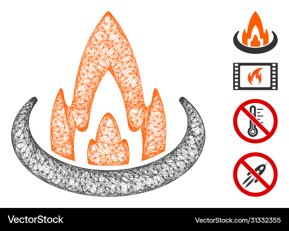 Fire location web mesh Fire location web mesh vector image