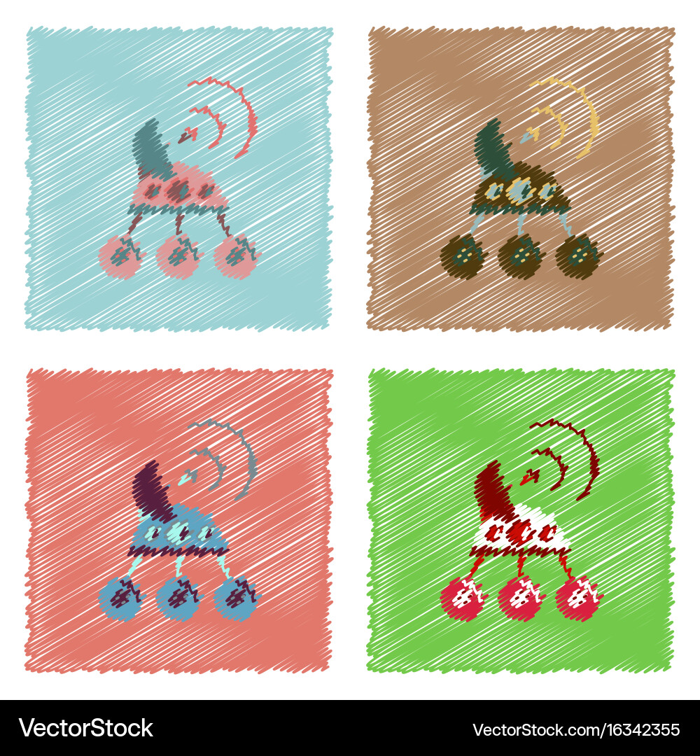 Flat icon design collection spacecraft Vector Image