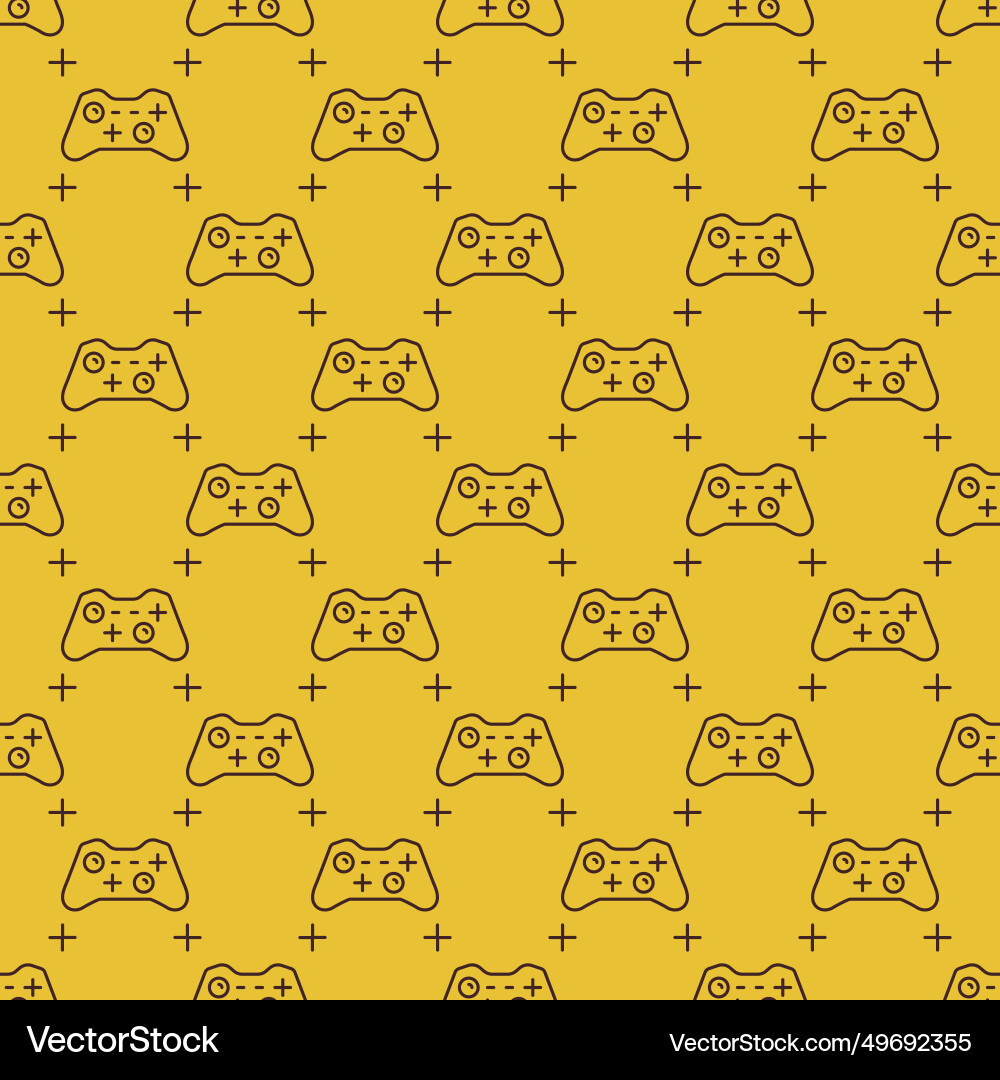 Gamepad or controller yellow seamless pattern Gamepad or controller yellow seamless pattern vector image