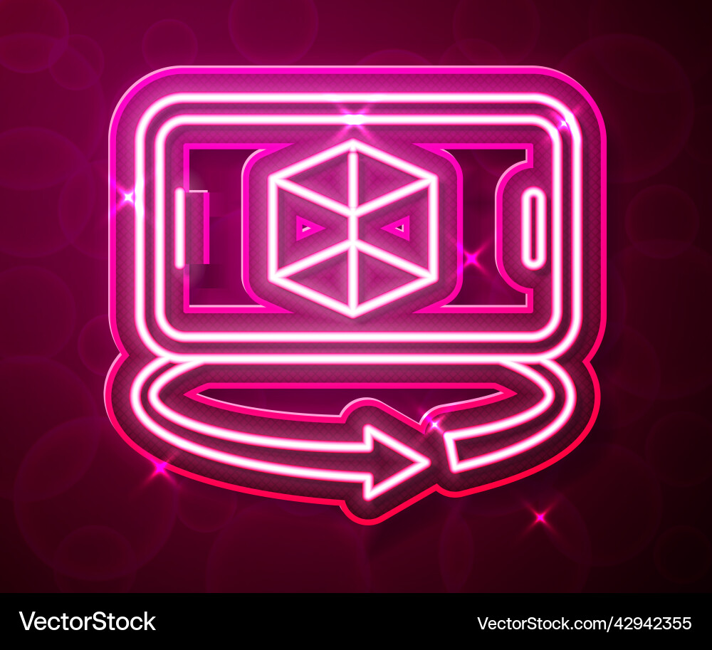 Glowing neon line 3d modeling icon isolated on red Glowing neon line 3d modeling icon isolated on red vector image