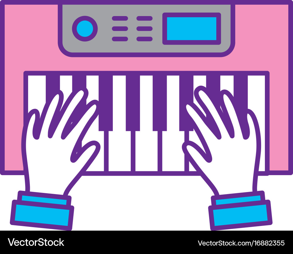 Hands user with synth console vector image