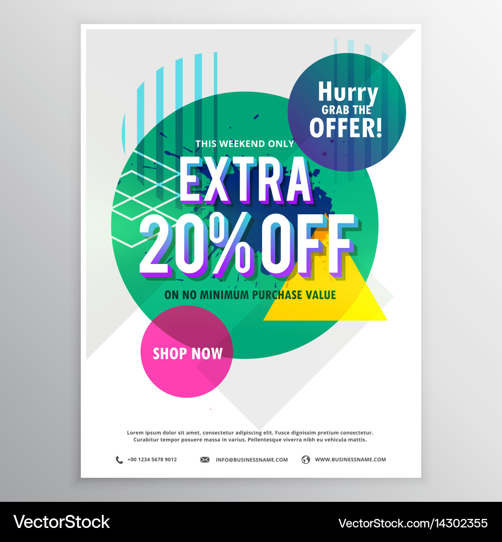 Modern promotional flyer template with discount vector image