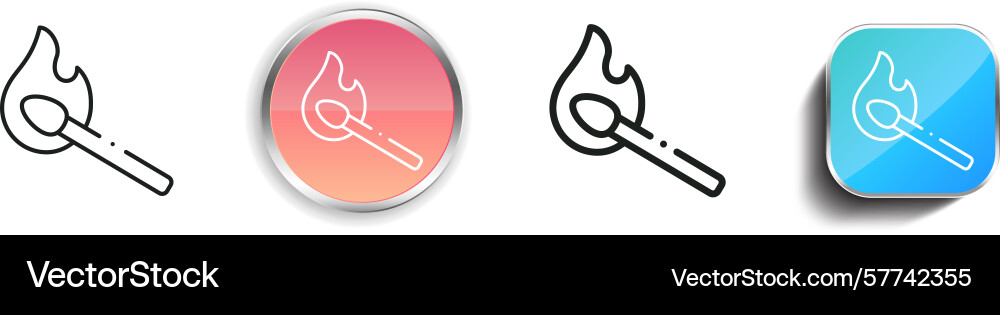 Pyromania icon thin linear regular and button Pyromania icon thin linear regular and button Vector Image