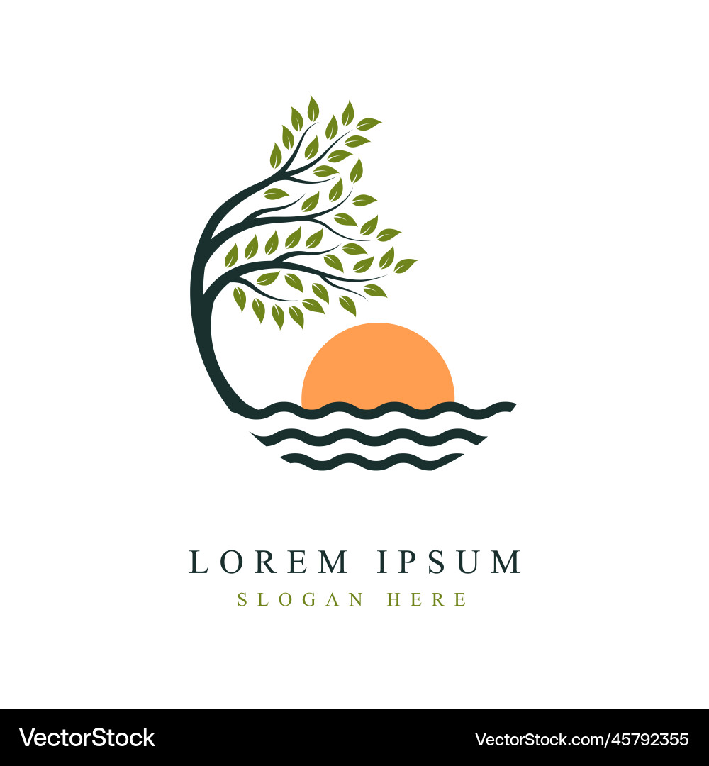 River tree logo circle shape design template Vector Image