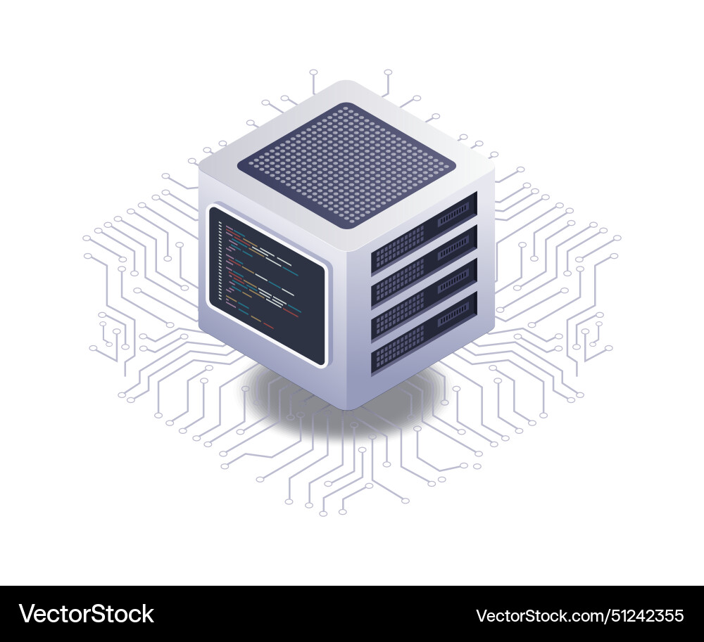 Server network technology concept isometric Server network technology concept isometric vector image