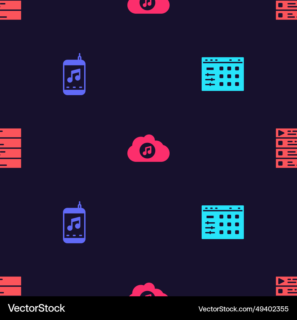 Set drum machine music player streaming service Vector Image