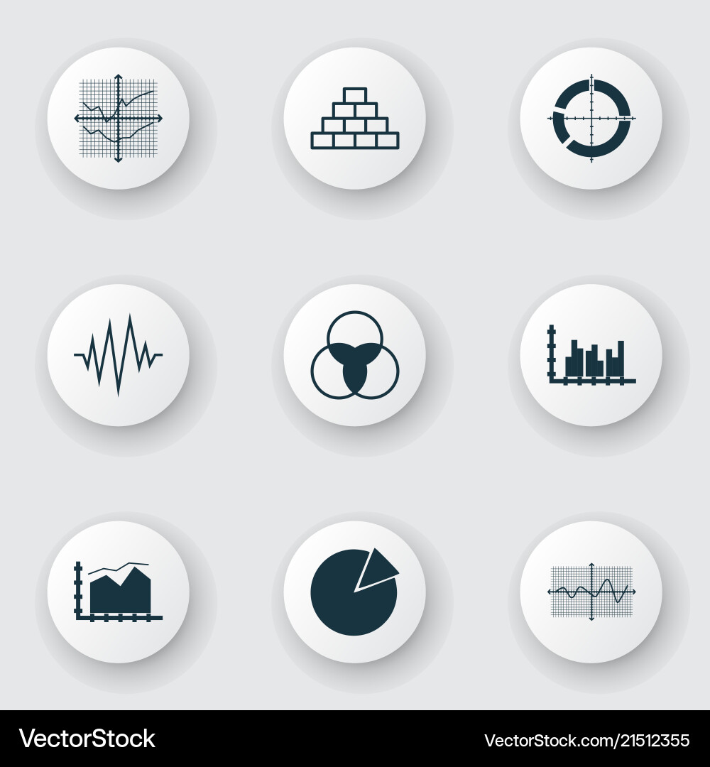 Set of graphs diagrams and statistics icons Set of graphs diagrams and statistics icons vector image
