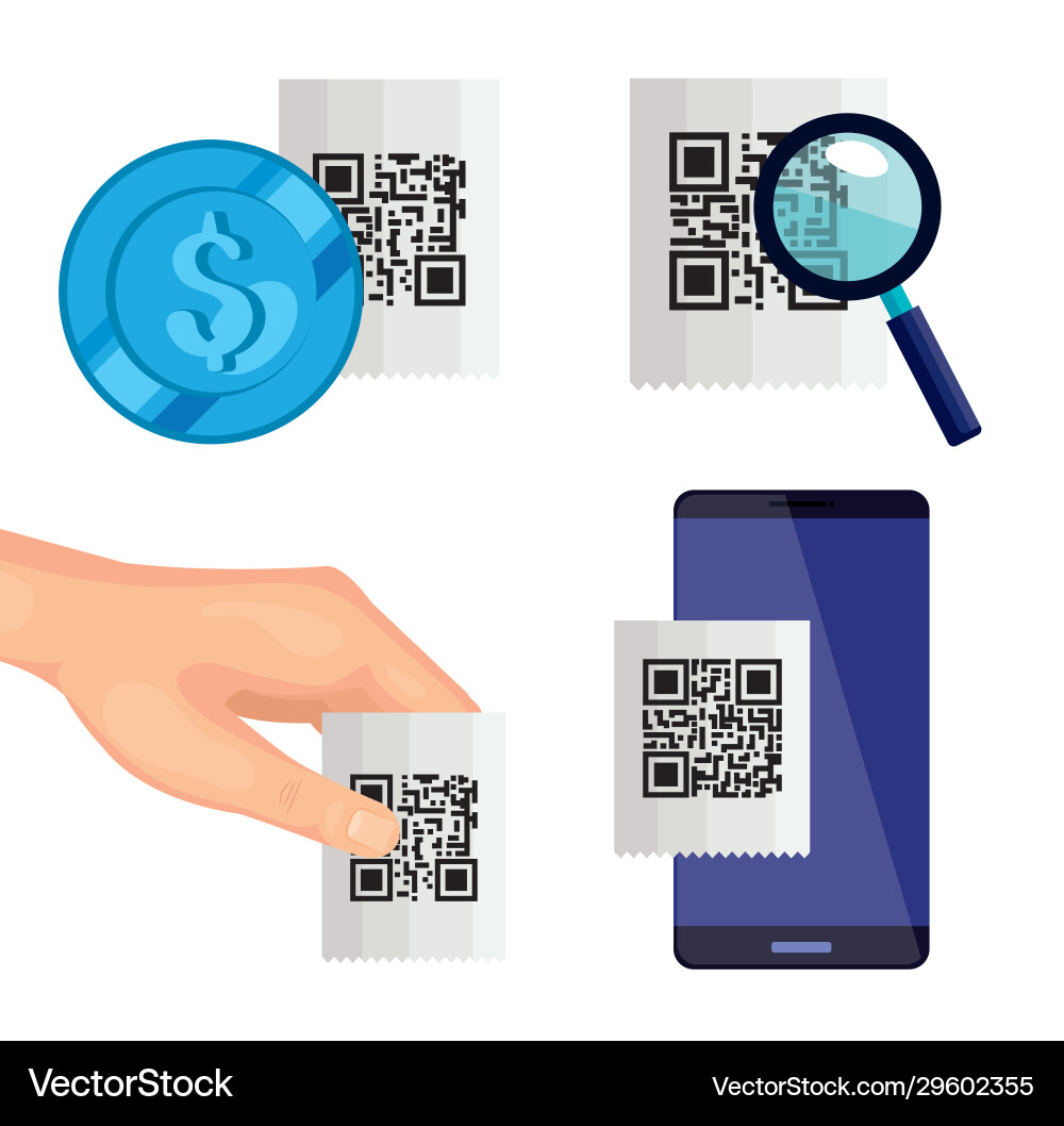 Set scan qr code and icons Set scan qr code and icons vector image
