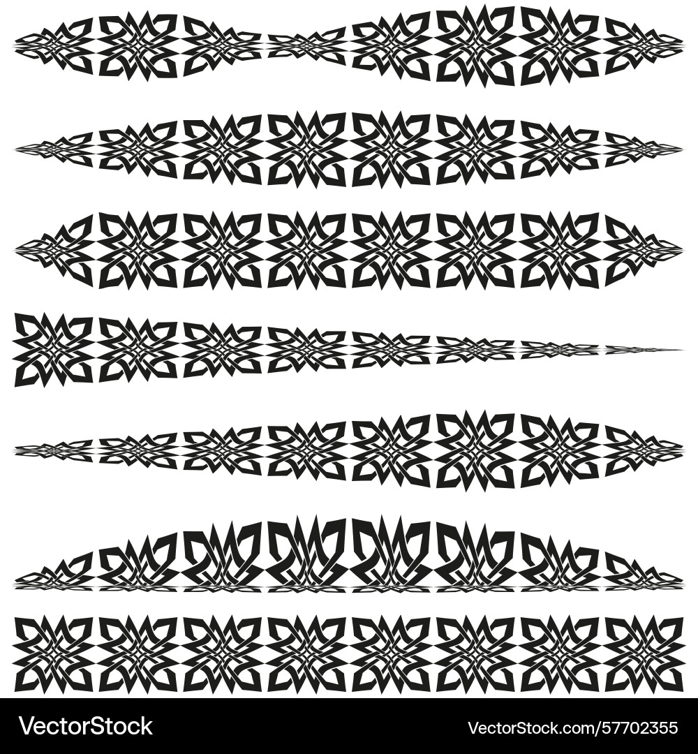 Tribal border set symmetric arrow pattern Tribal border set symmetric arrow pattern vector image