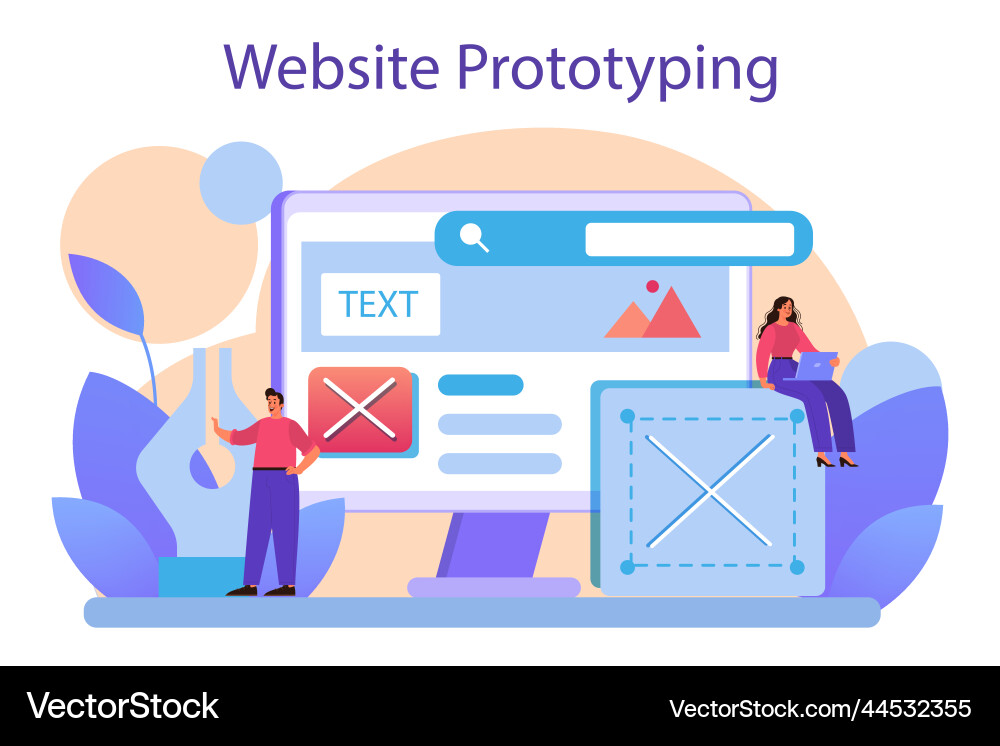Website prototyping Web-Seitenmodellierung Schnittstelle Website prototyping Web-Seitenmodellierung Schnittstelle Vektorbild