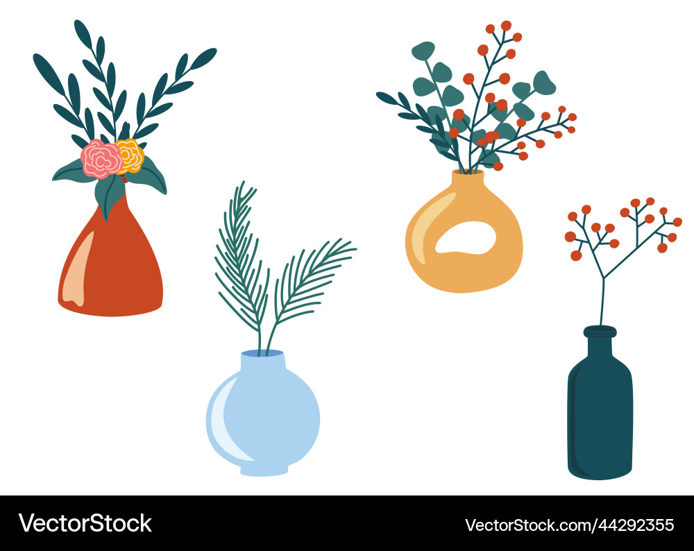 Weihnachtsblumen in einem Vase Set Dekor für neue Weihnachtsblumen in einem Vase Set Dekor für neue vektorbild