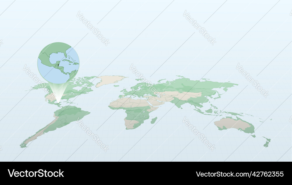 World map in perspective showing the location Vector Image