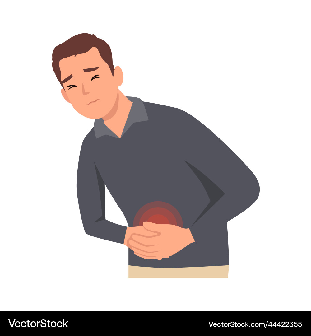 Young unhealthy man suffer from stomach ache Young unhealthy man suffer from stomach ache vector image