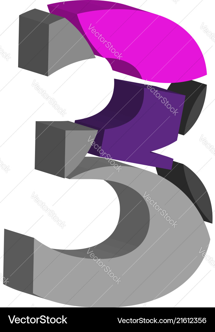 3d font number 3 3d font number 3 vector image