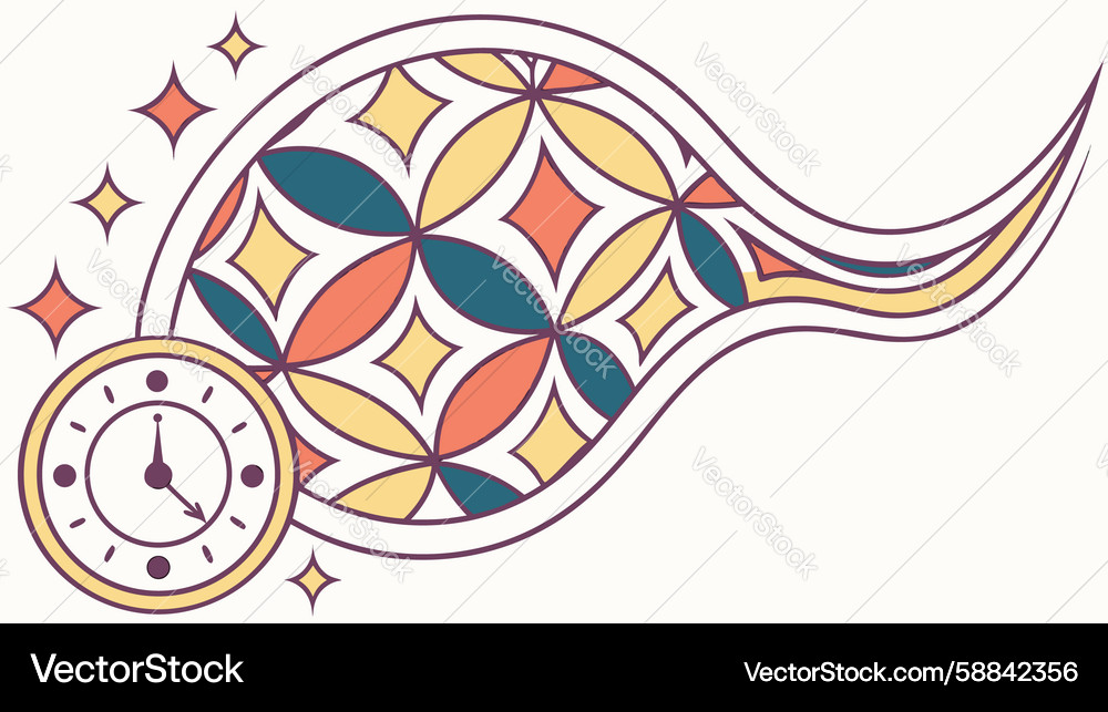 Abstract dynamic pattern with integrated clock Vector Image