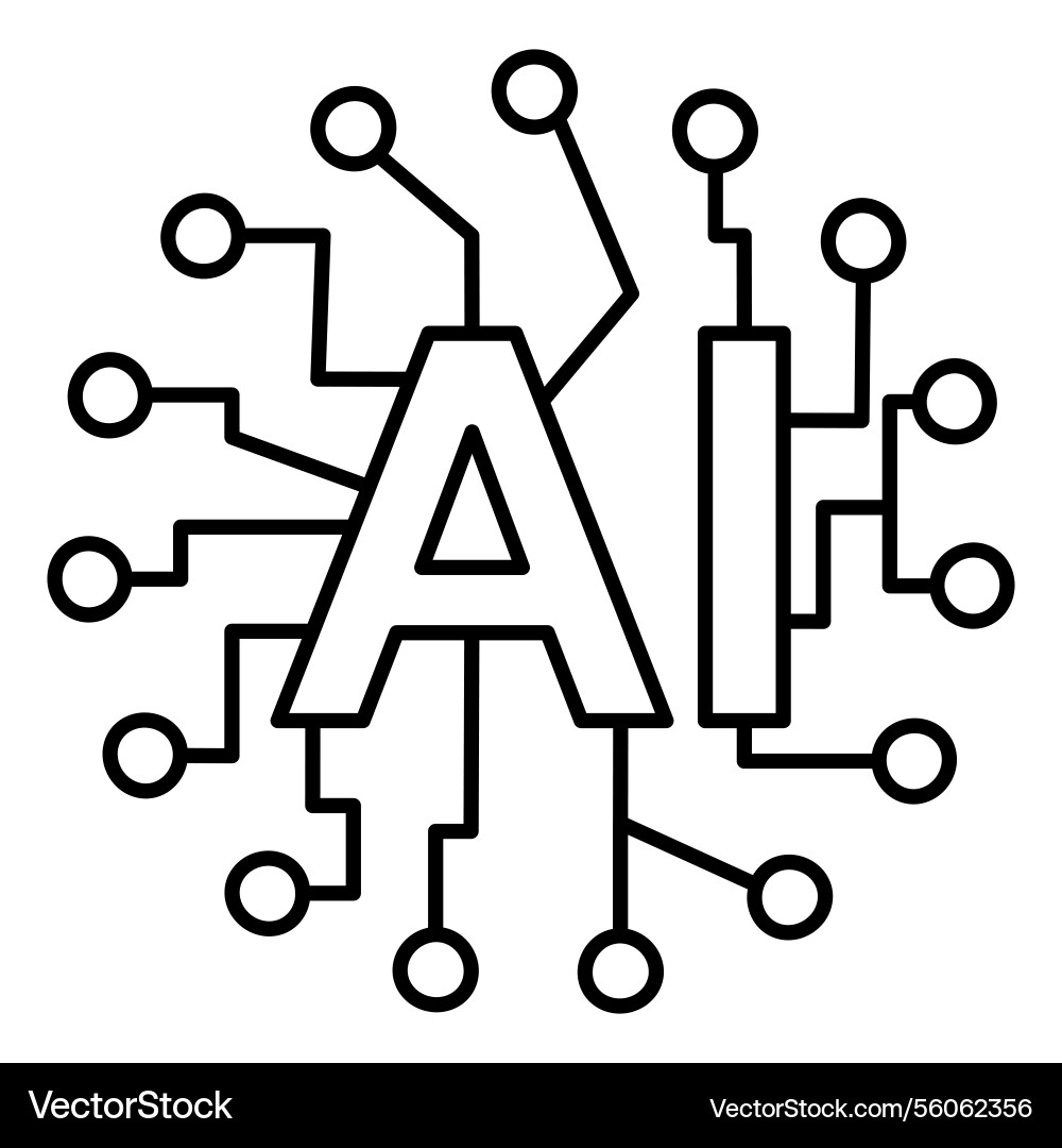 Ai technology concept icon with circuit lines vector image