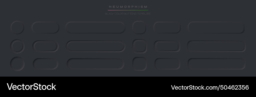 Black buttons set neumorphic design style Vector Image
