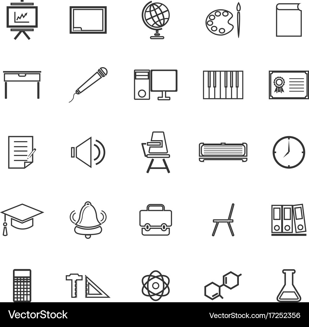Classroom line icons on white background Vector Image