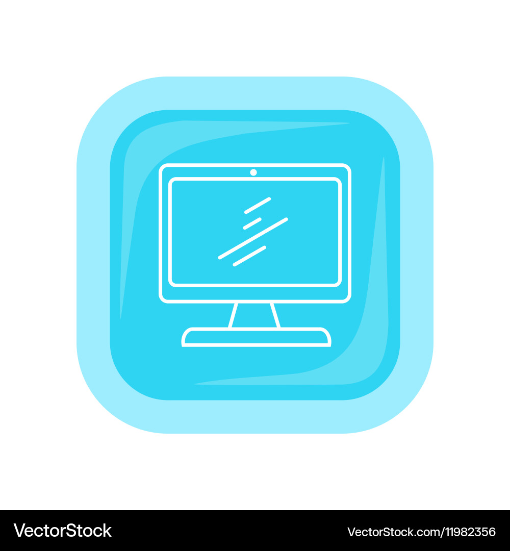 Desktop computer icon button isolated on white vector image