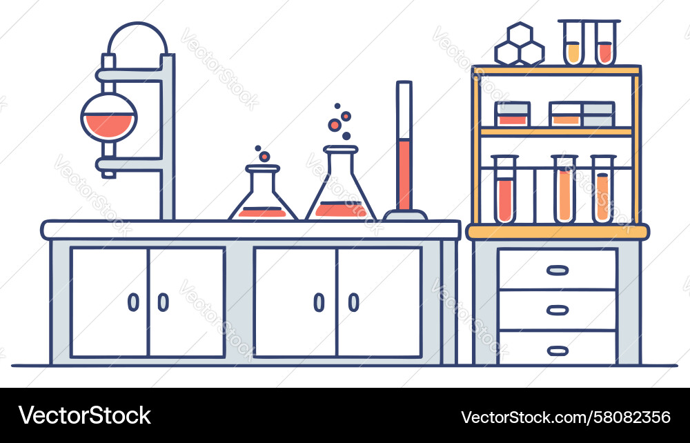 Isometric Lab Corner with Instruments Vector Image