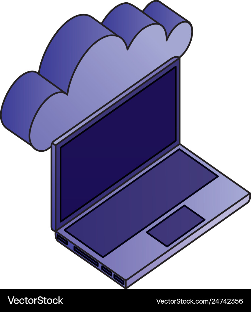 Laptop computer cloud storage network data Vector Image