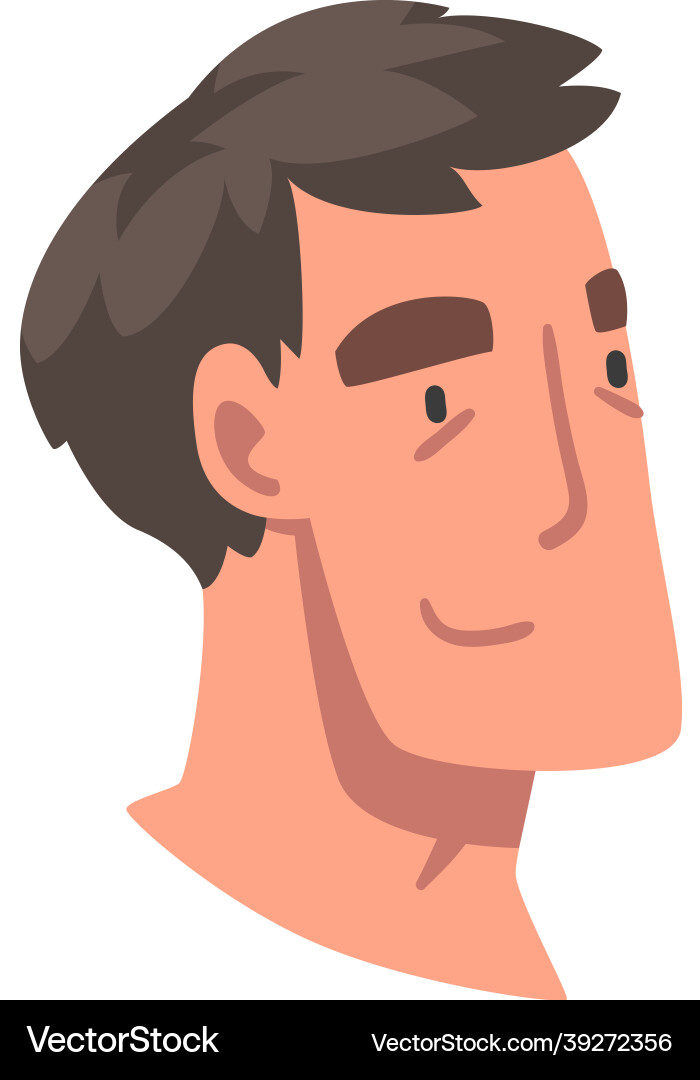 Man head with smiling facial expression side view Man head with smiling facial expression side view Vector Image