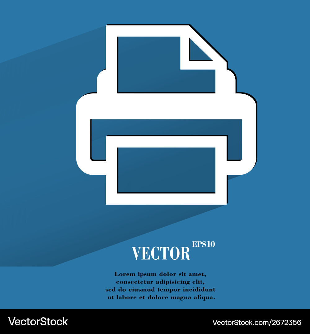 Printer flat modern web button with long shadow Vector Image