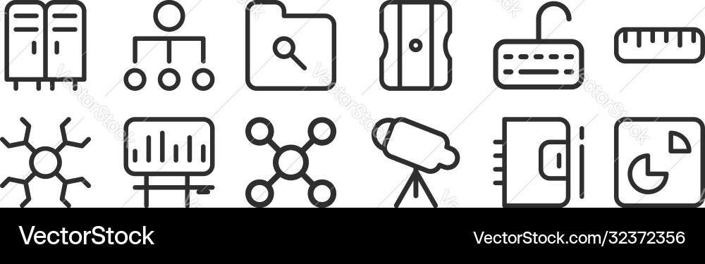 Set 12 thin outline icons such as pie chart Vector Image