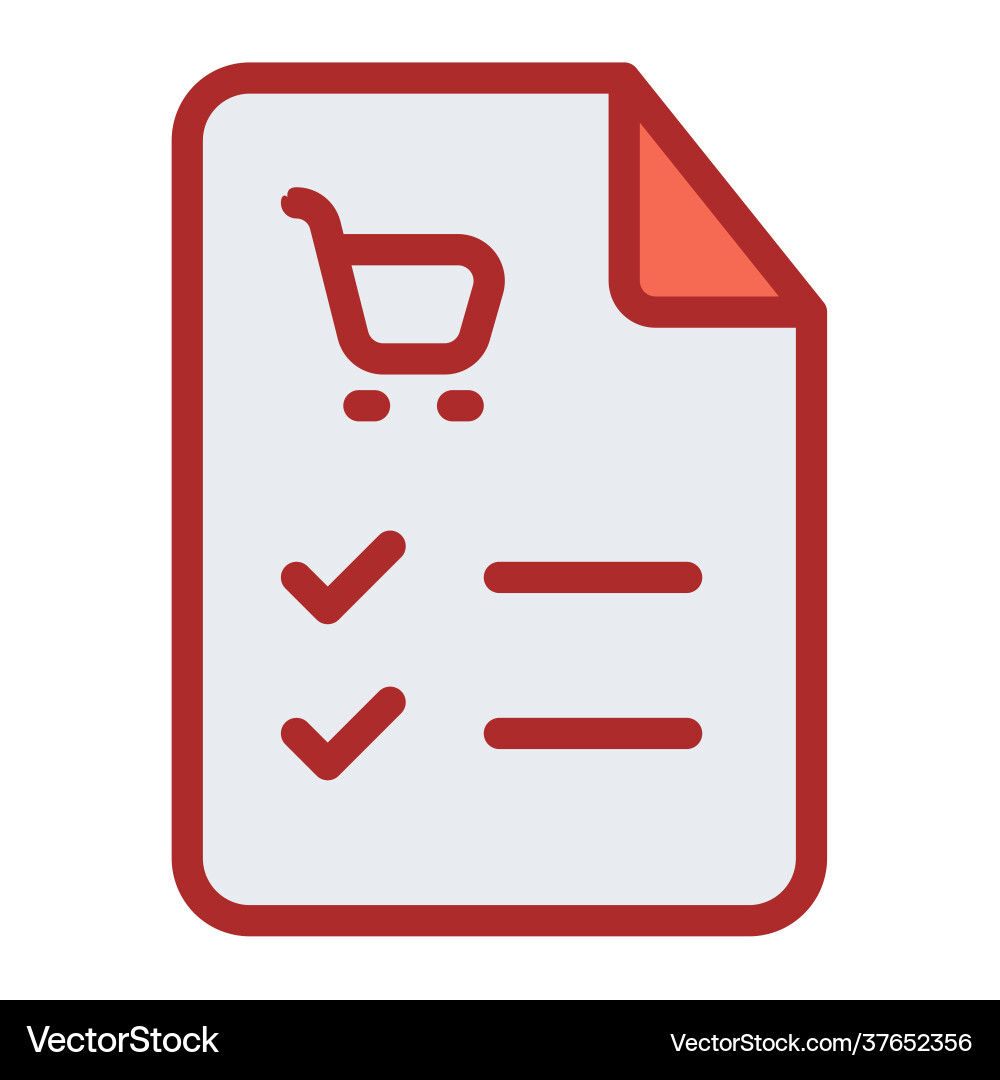 Shopping list order checked single isolated icon Shopping list order checked single isolated icon Vector Image