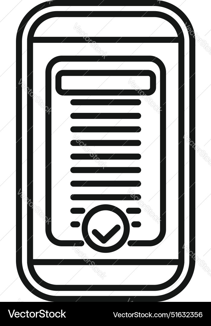 Smartphone showing validated checklist on screen Smartphone showing validated checklist on screen Vector Image