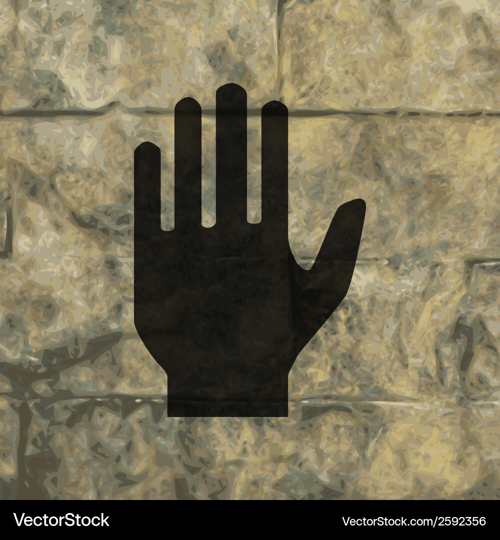 Stop hand flat modern web button and space vector image