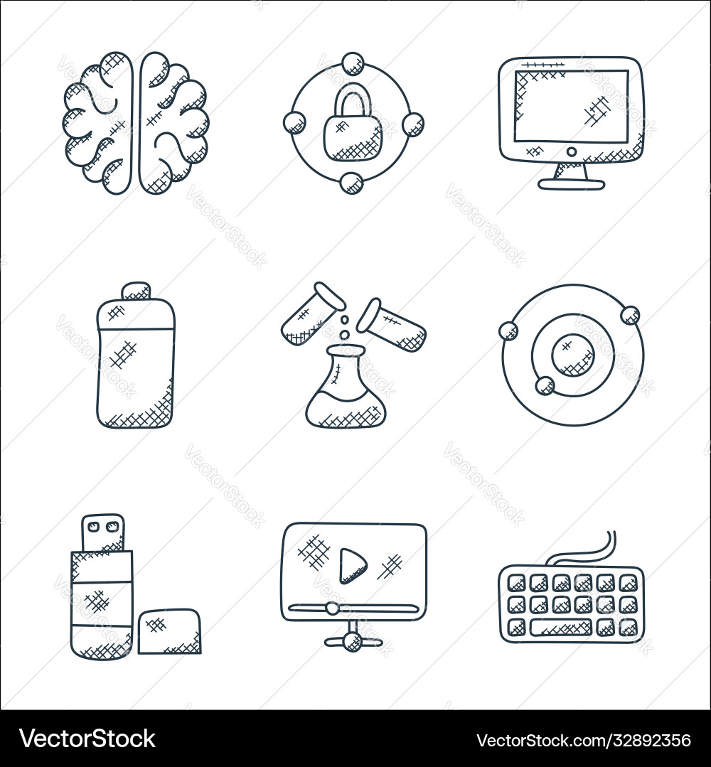 Technology line icons linear set quality Technology line icons linear set quality vector image