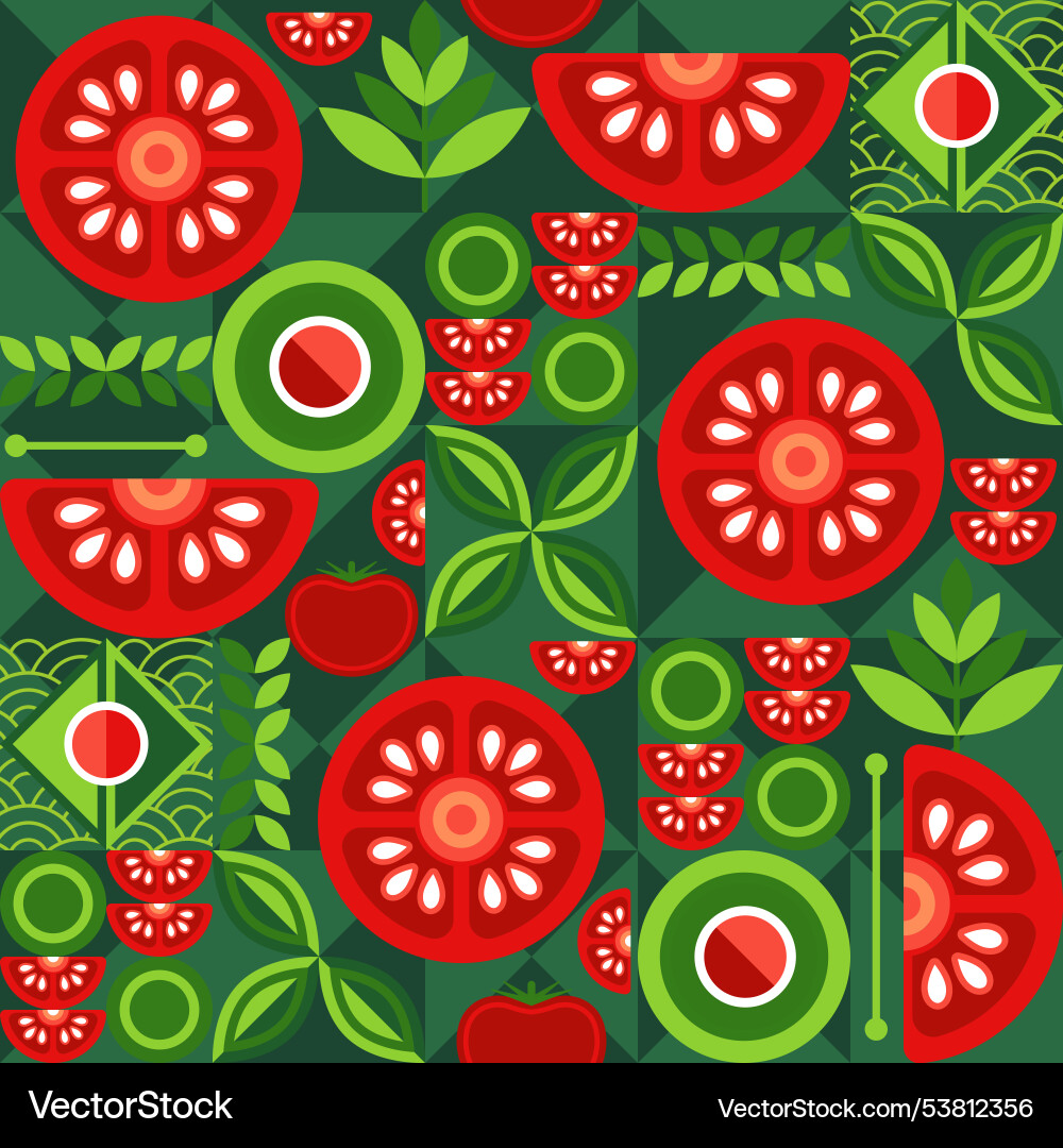 Tomato pattern with icons in geometric style Tomato pattern with icons in geometric style vector image