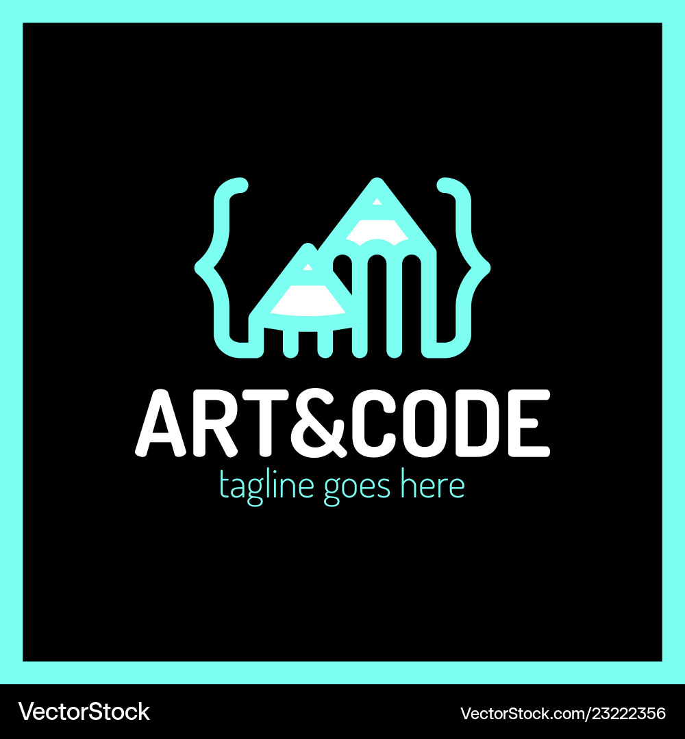 Two pencil with coding symbol arrow up pen design vector image