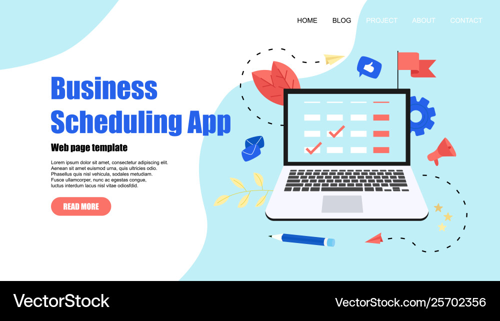 Webpage template business scheduling app Vector Image