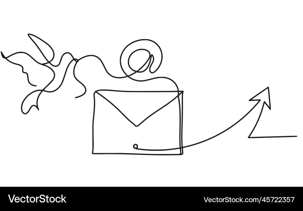 Abstract paper envelope with bird and direction vector image