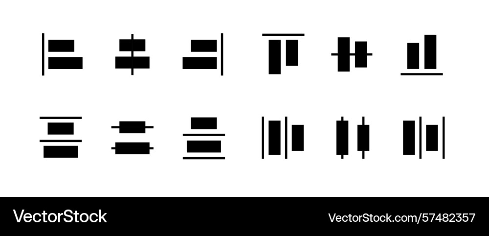 Alignment icon set for object positioning vector image
