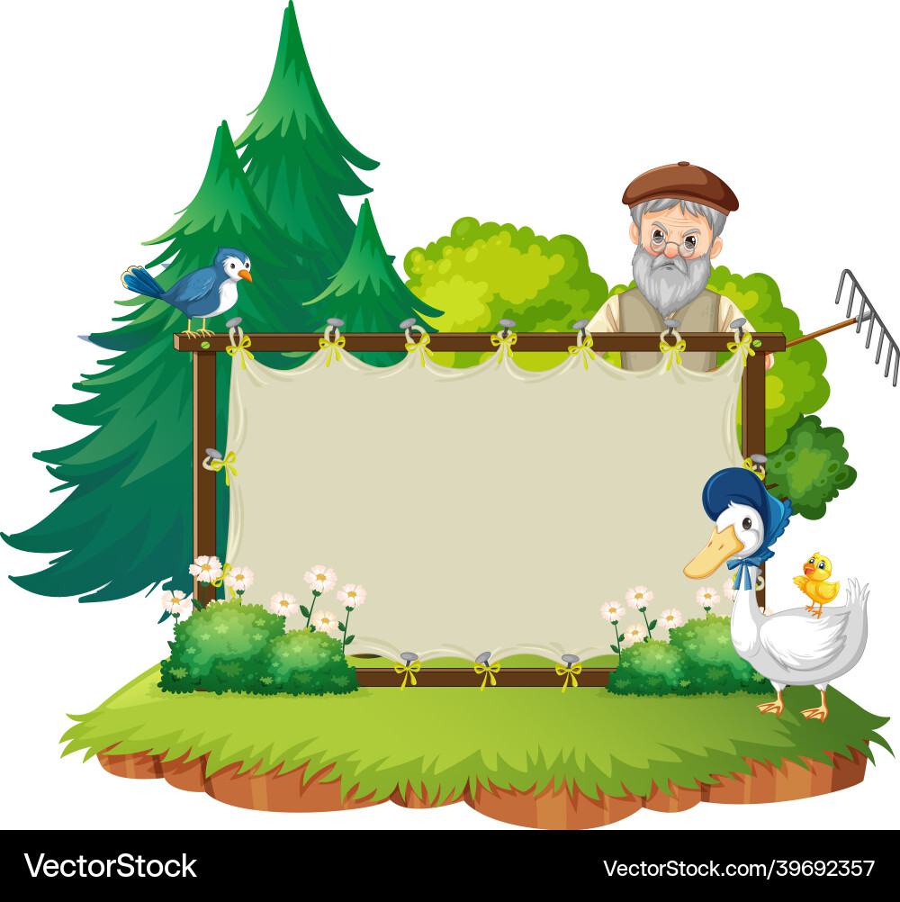 Canvas frame template in the garden scene Canvas frame template in the garden scene vector image