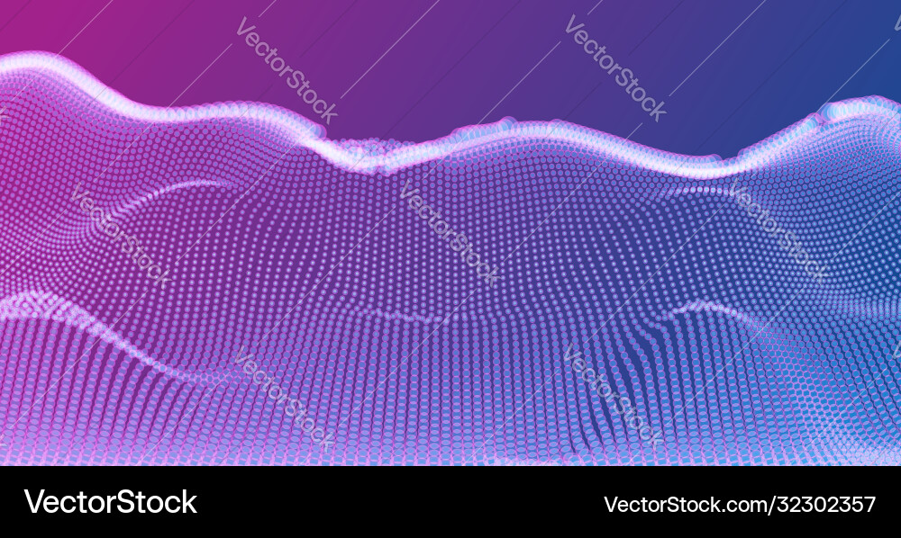 Colorful tech wavy grid with dots abstract 3d Colorful tech wavy grid with dots abstract 3d vector image