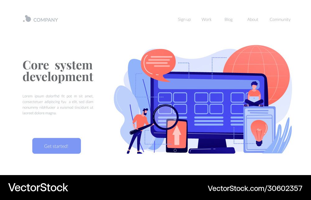 Core system development concept landing page Core system development concept landing page vector image