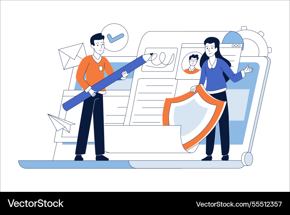 Digital signature and data protection user Digital signature and data protection user vector image