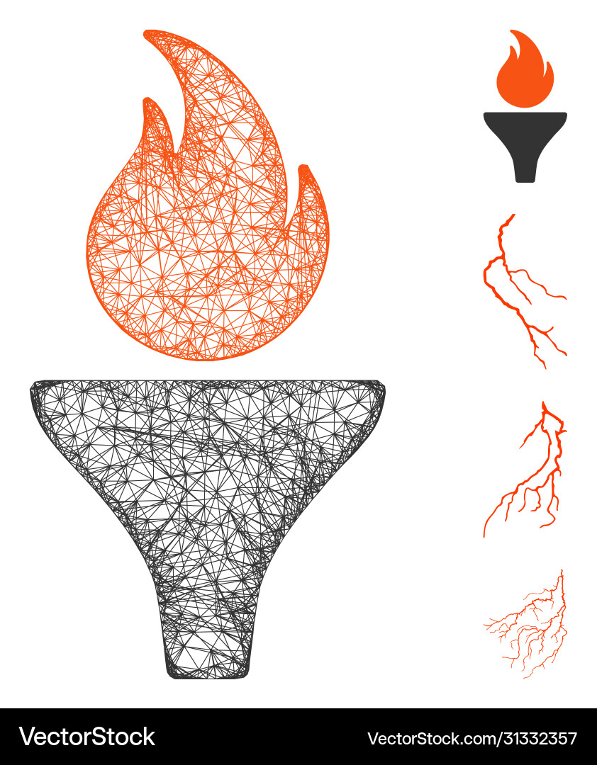 Fire torch web mesh Fire torch web mesh vector image
