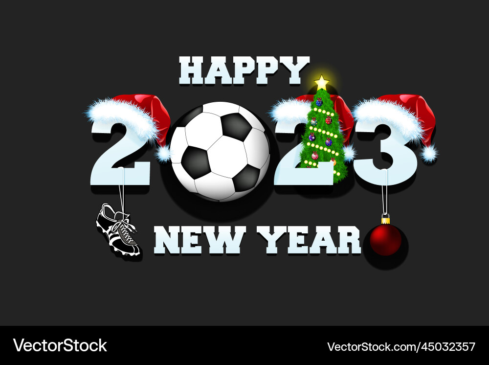Happy new year 2023 and soccer ball Happy new year 2023 and soccer ball vector image