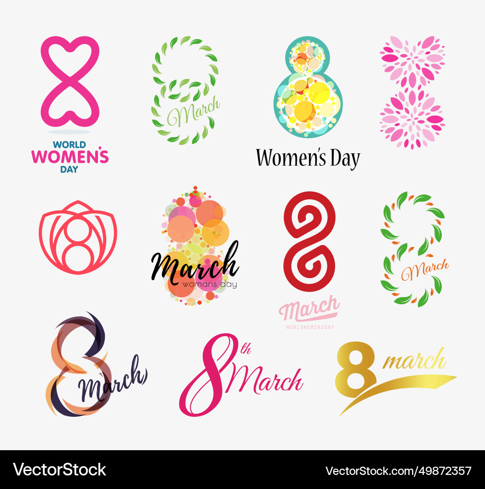 International womens day emblems set march 8th International womens day emblems set march 8th Vector Image