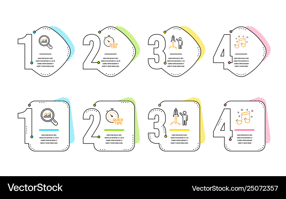 Launch project data analysis and quick tips icons vector image