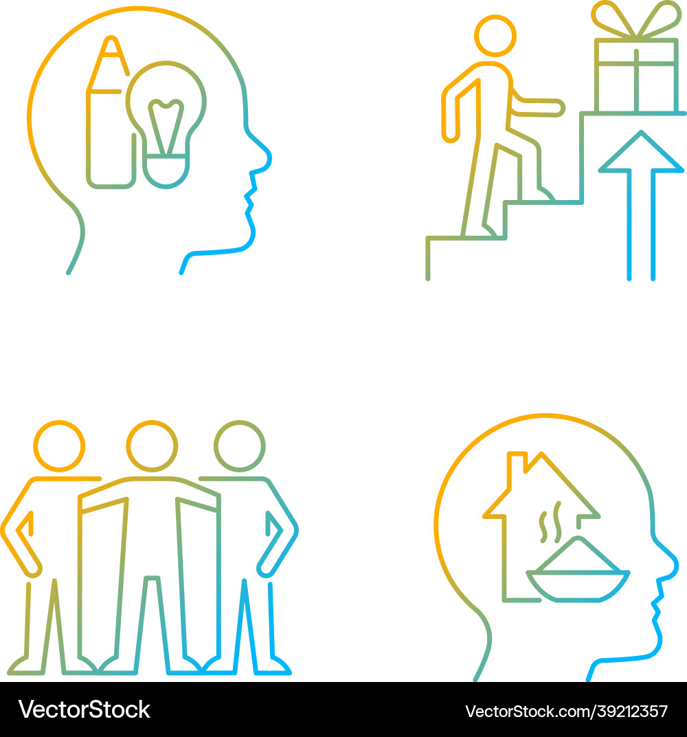Motivationsverstärker Gradienten lineare Icons gesetzt Motivationsverstärker Gradienten lineare Icons gesetzt vektorbild