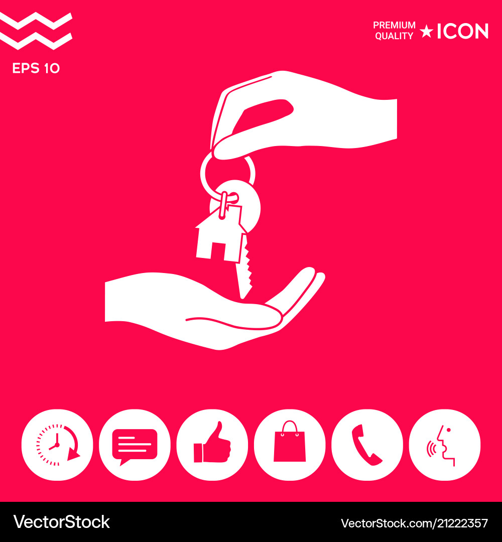 Receiving the key with keychain shaped like vector image