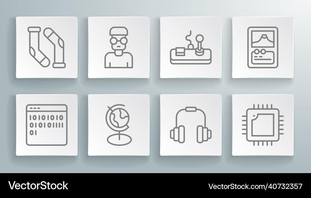 Set line binary code nerd geek earth globe Vector Image