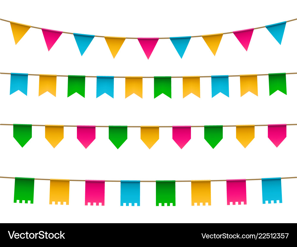 Set of realistic colorful flag bunting Vector Image